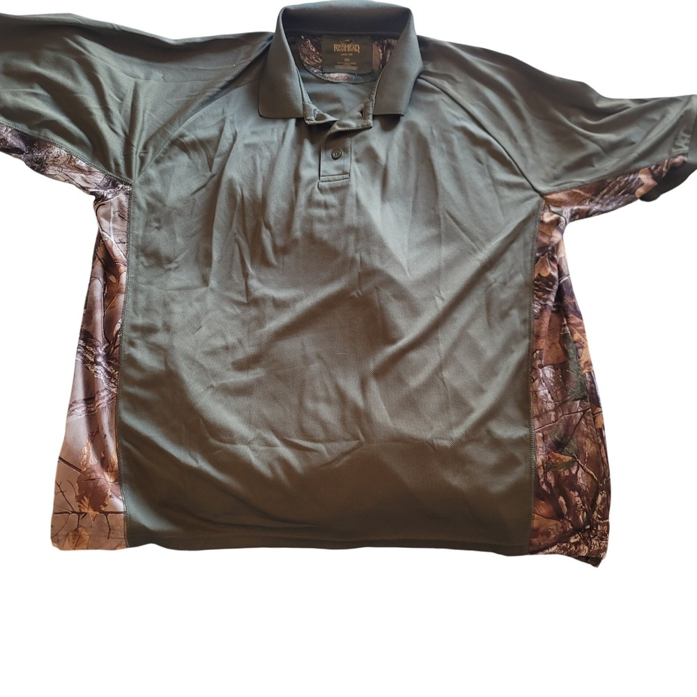 RedHead Mens Camo Patch Polo‎ Shirt Olive Green Size 2XL